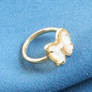 Kendra Scott Haley Bow Band Ring | Gold Ivory Mother-of-Pearl Size 7